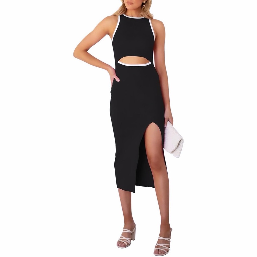 Black/white maxi dress